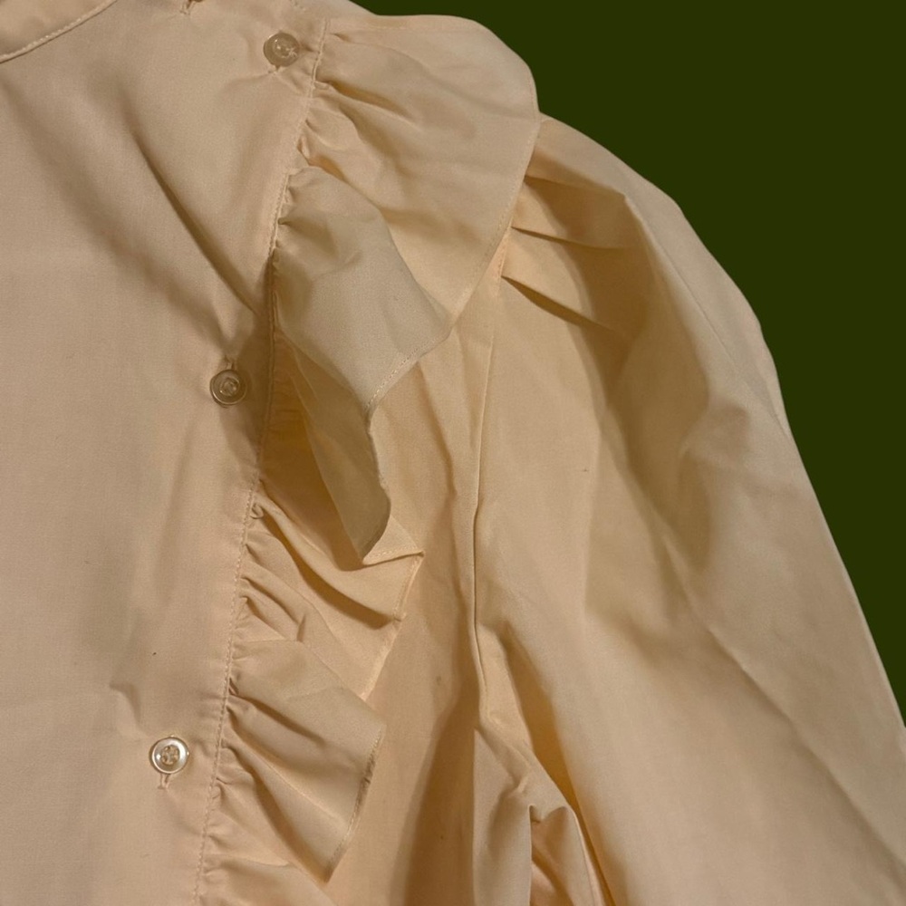 80s Victorian Inspired Ruffle Blouse in Peach - Picture 2 of 5